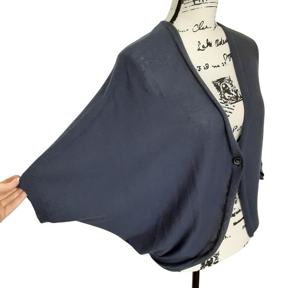 Theory Kimora 100% Cashmere Wrap Sweater Cocoon Shawl Blue Crop Womens S Ballet - Picture 2 of 8